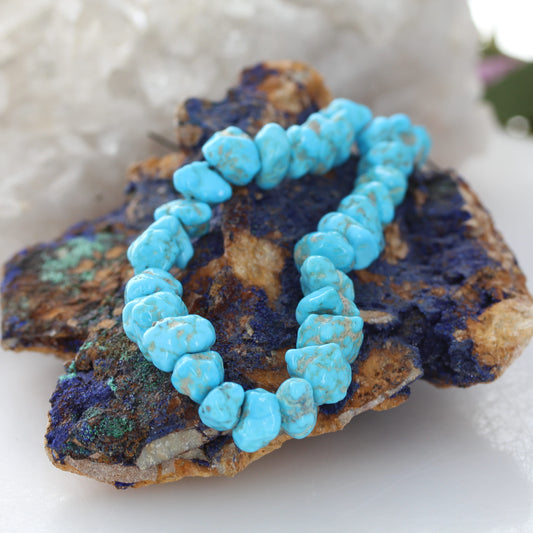 Large Vivid Blue Kingman Turquoise Beads Nuggets 10-12mm 8"