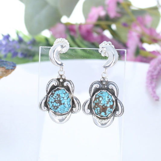 Blue Moon Turquoise Many Moons Earrings Sterling Silver Southwestern Elegance