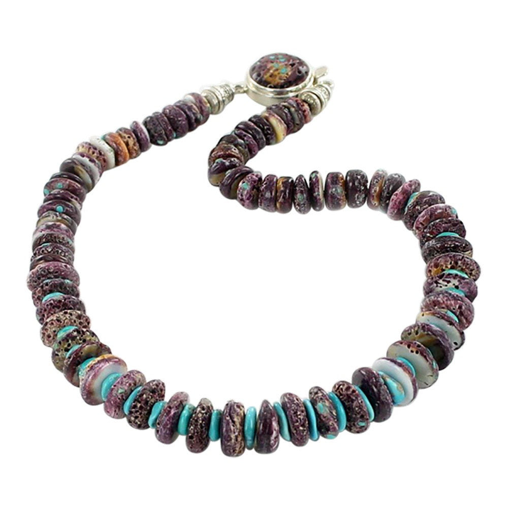 PURPLE SPINY OYSTER Sleeping Beauty Turquoise Necklace 18" New World Gems