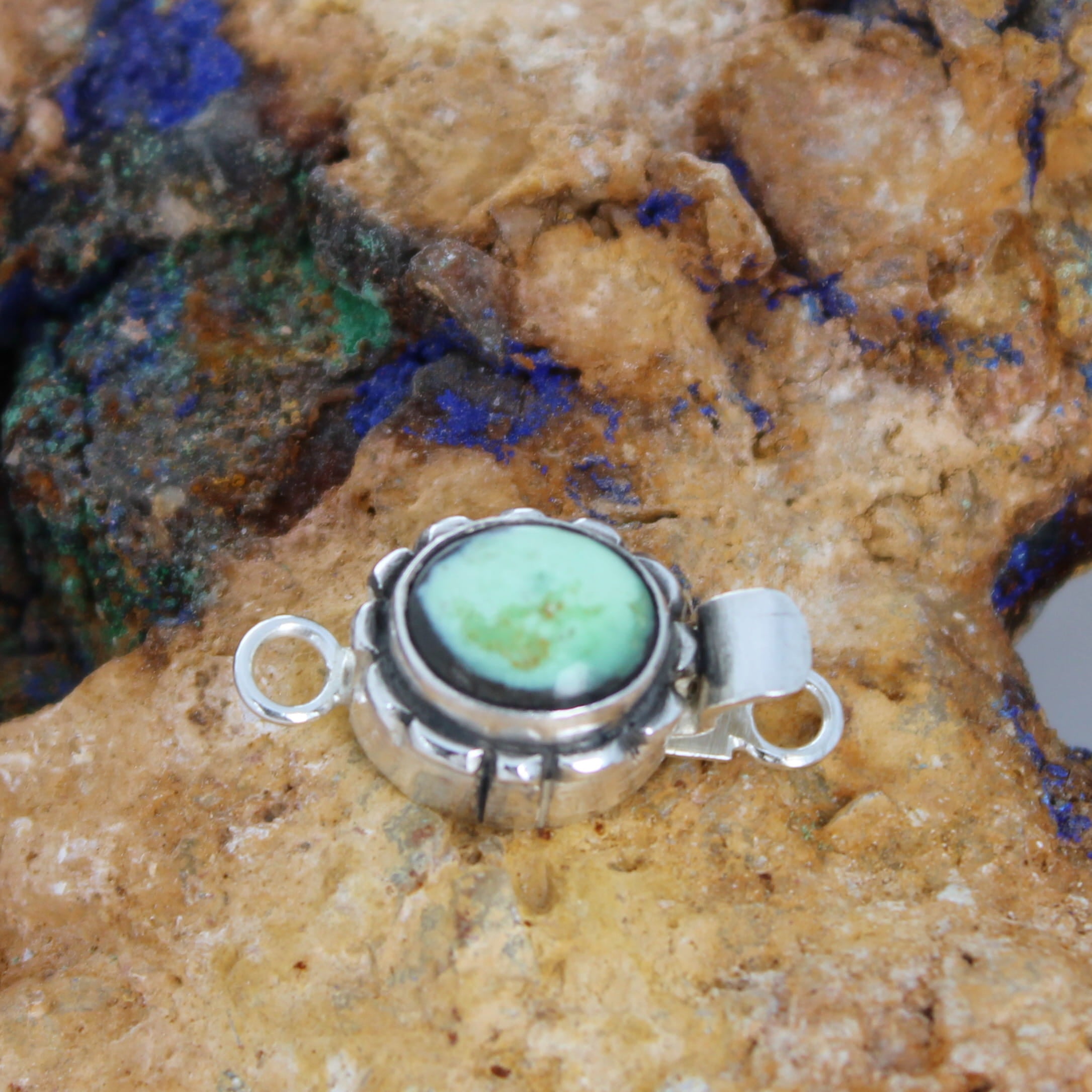 Gorgeous Mint Green Carico Lake Turquoise Sterling Clasp Southwestern