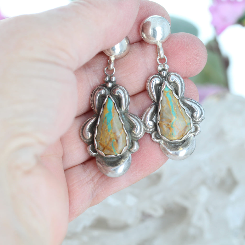 Many Moons Royston Turquoise Earrings Sterling Silver