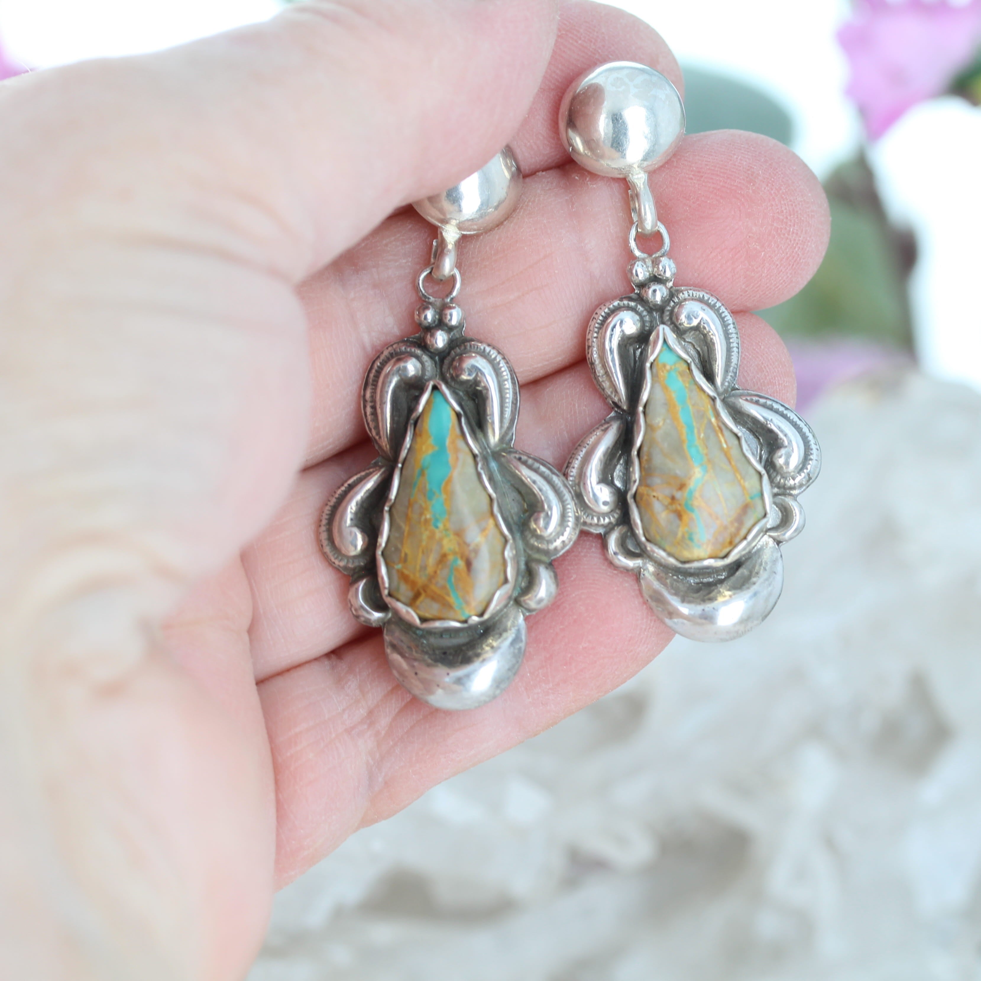 Many Moons Royston Turquoise Earrings Sterling Silver