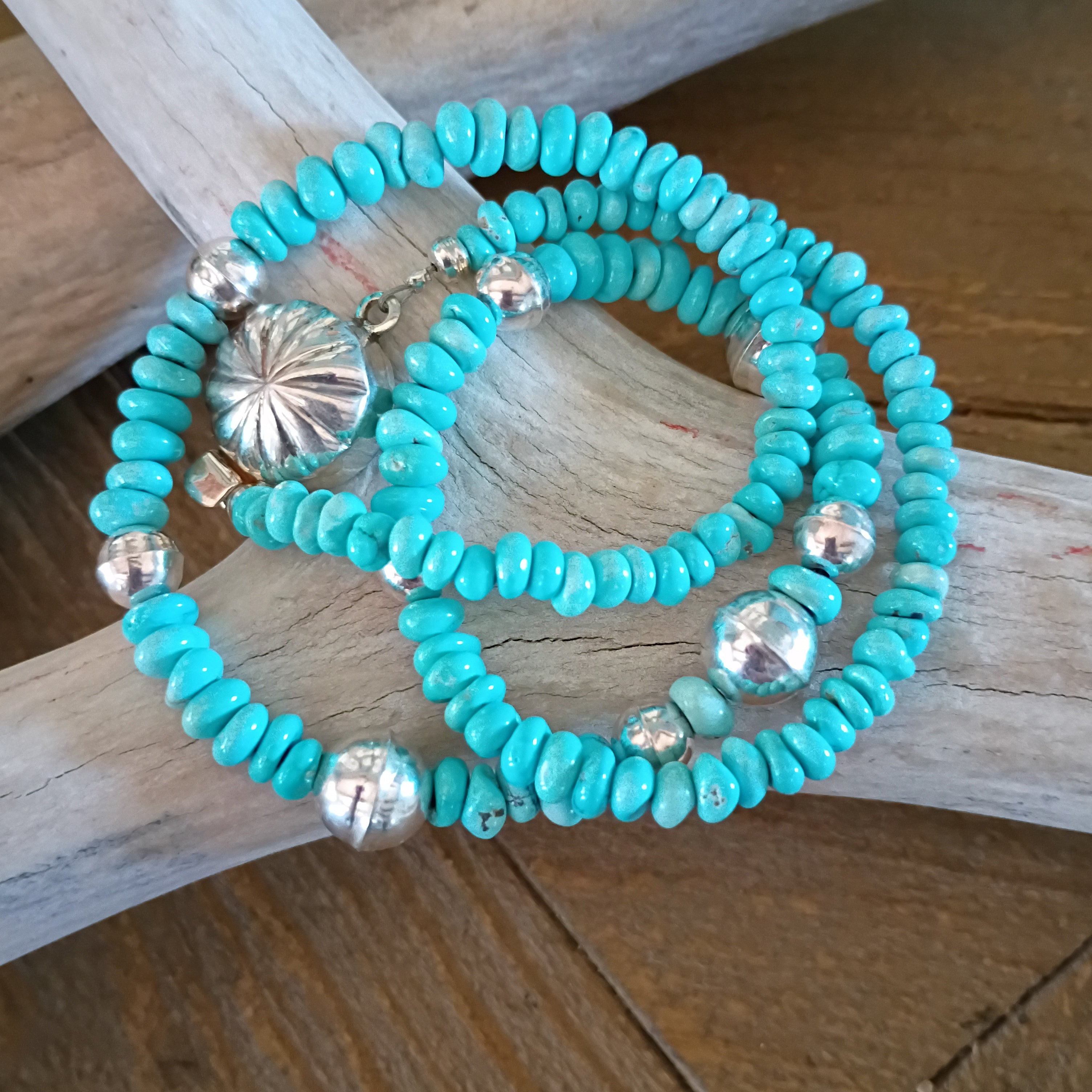 Aqua Blue Nevada Lone Mountain Turquoise Necklace Sterling Southwestern