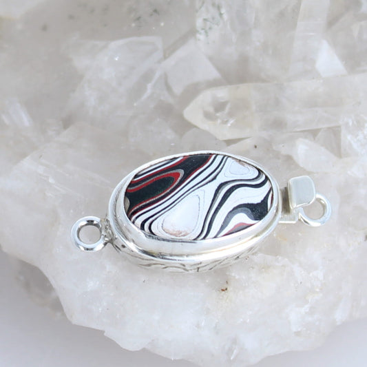 FORDITE CLASP Sterling Silver Red White Black Size Varies