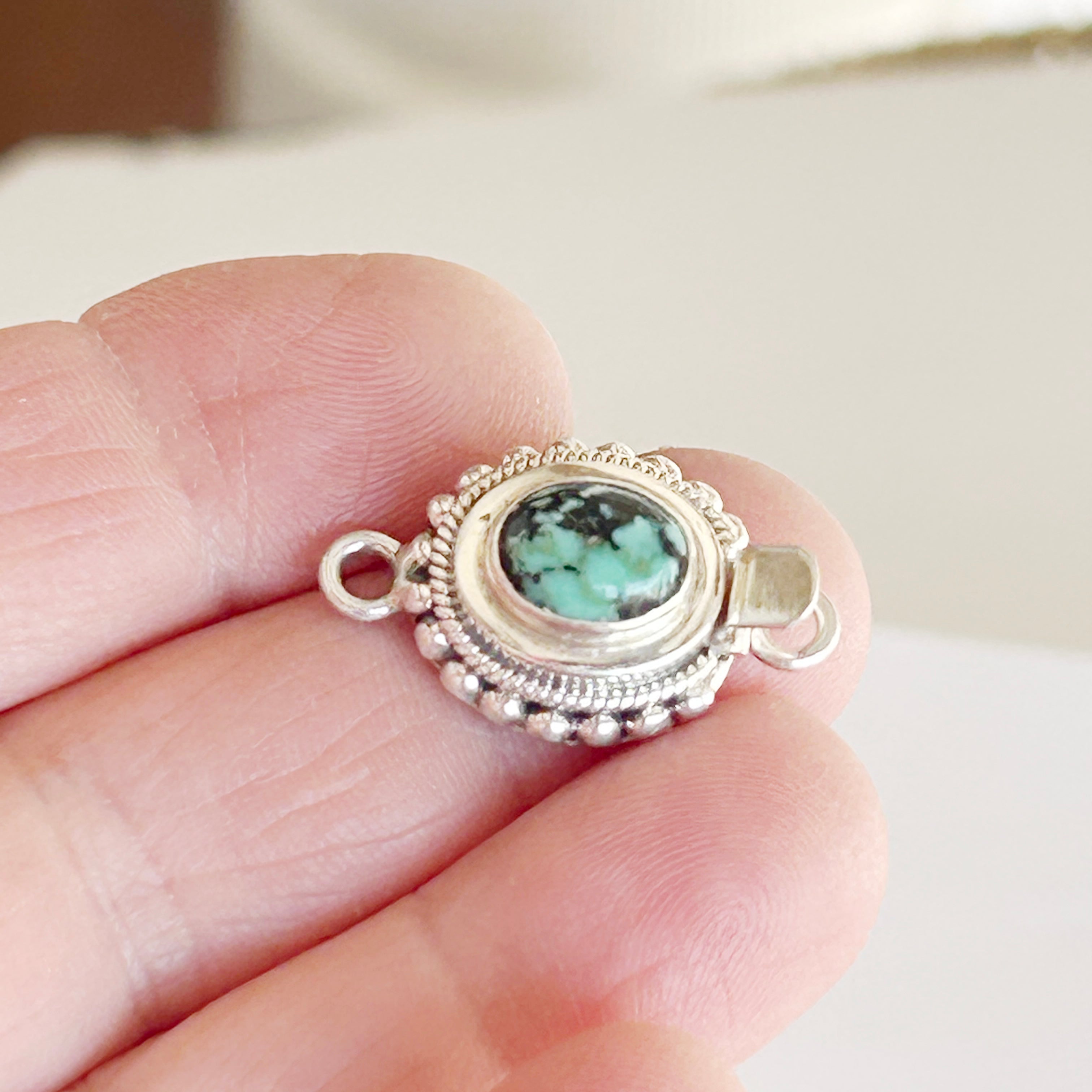 AAA Nevada New Lander Turquoise Clasp Sterling Granulated Design