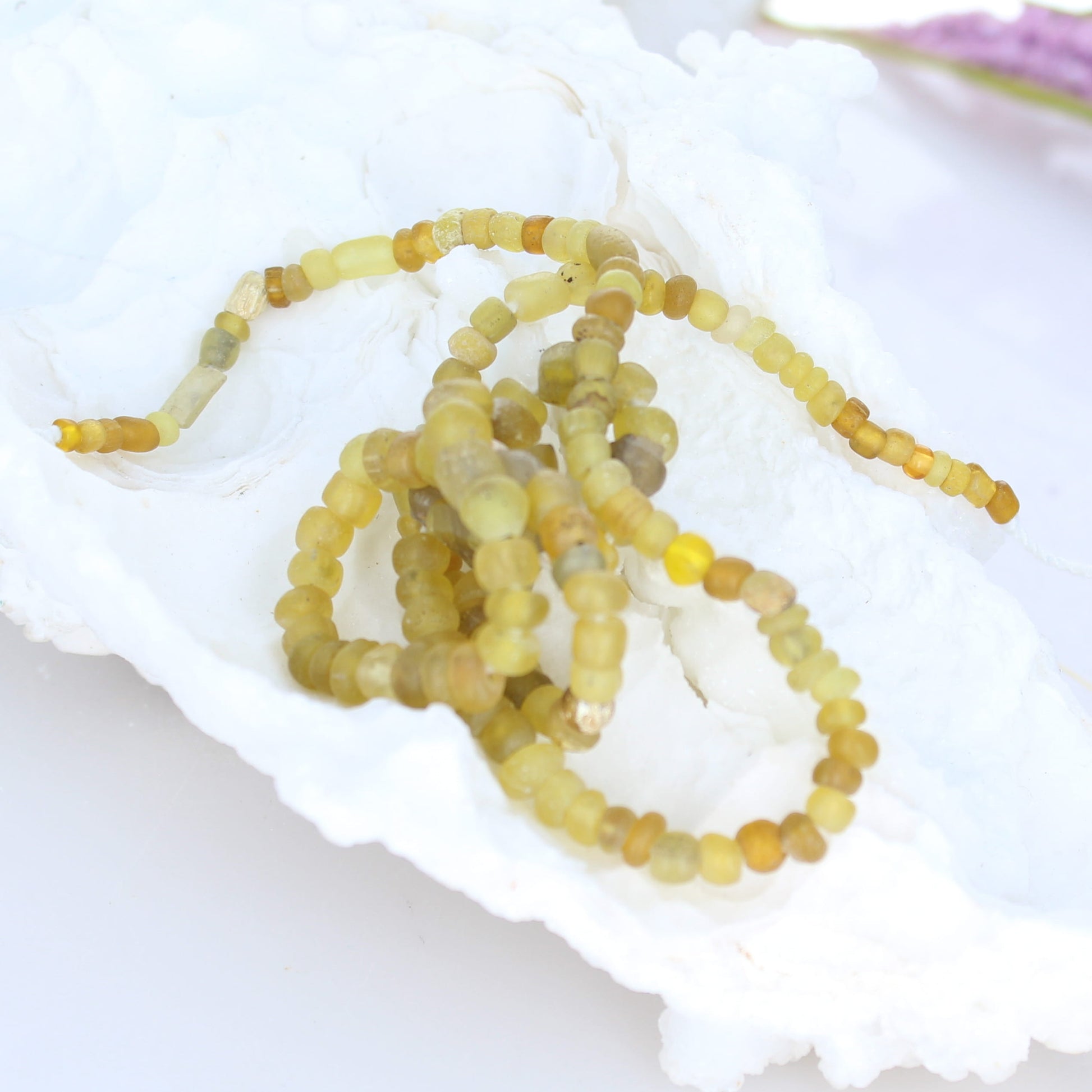 Genuine ANCIENT ROMAN GLASS Beads Yellows -NewWorldGems