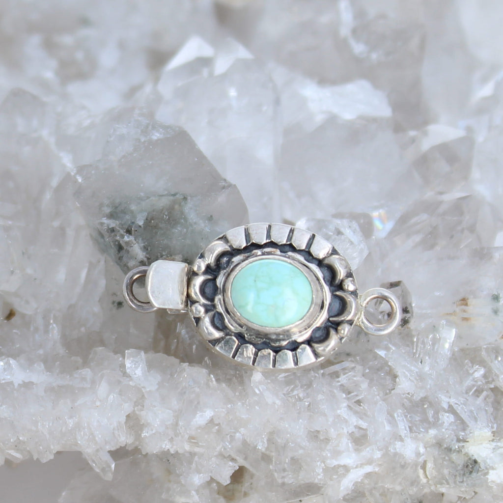 Seafoam Green CARICO LAKE Turquoise Clasp 8x10mm Moon Design Sterling