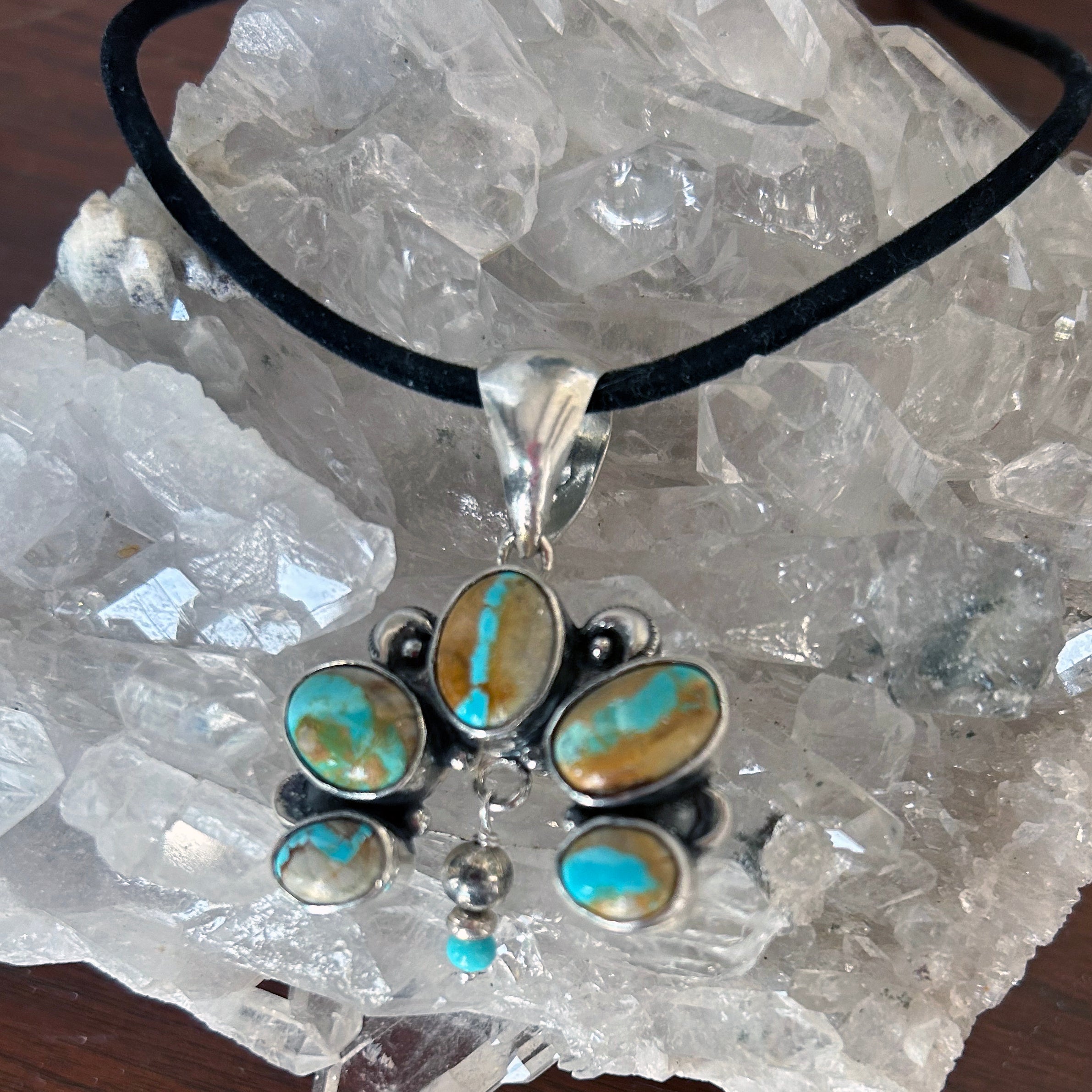 Royston Ribbon Turquoise Naja Moon Pendant Sterling Silver Southwest Elegance