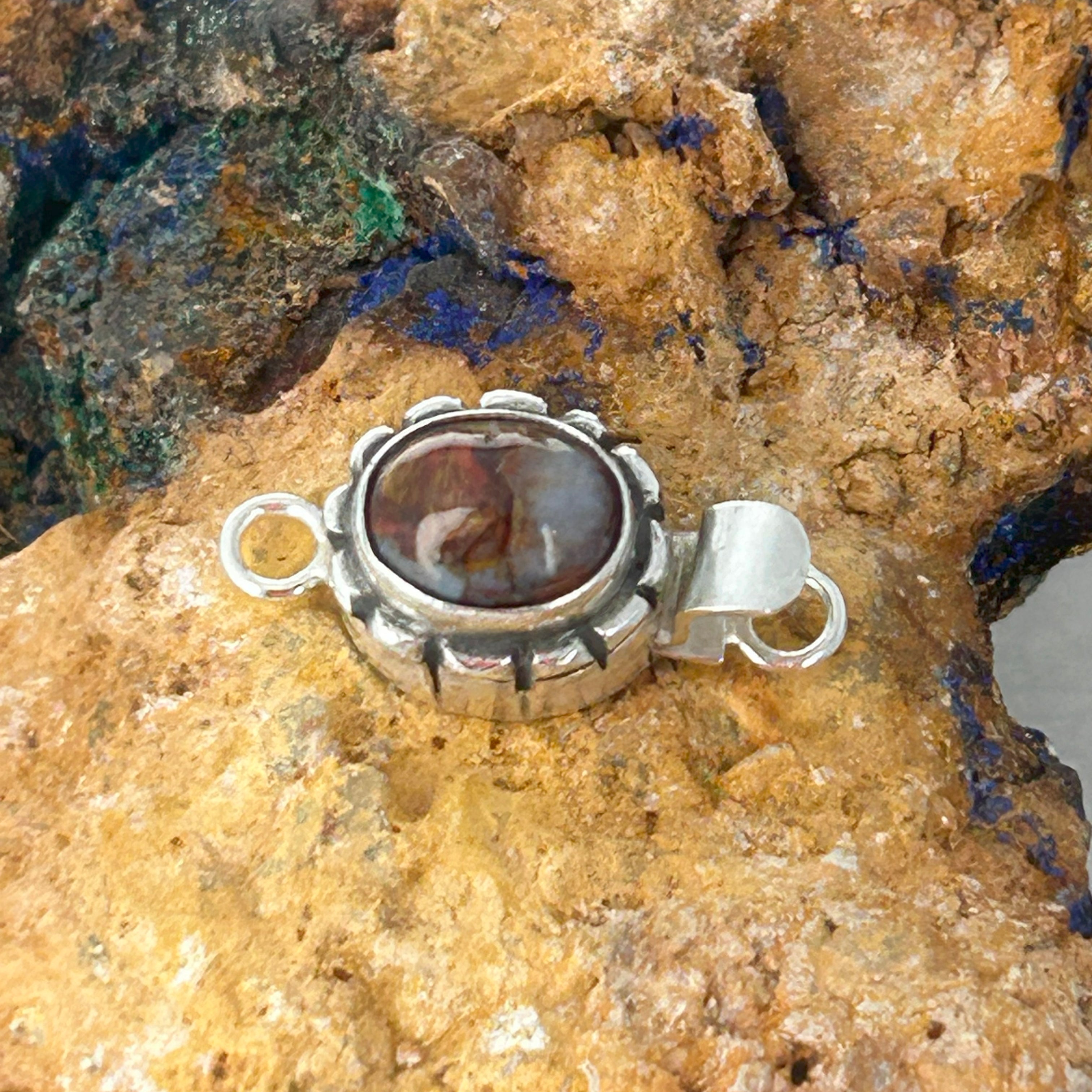 Cream Red Golden Peitersite Clasp Sterling Silver Southwest Style