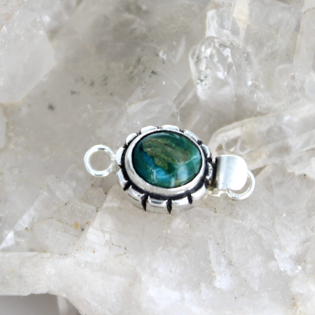Ocean Blue Peruvian Opal Clasp Sterling Southwestern Design