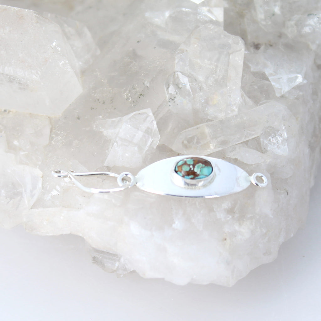 Pilot Mountain Turquoise Clasp Sterling 5x7mm Southwest Style