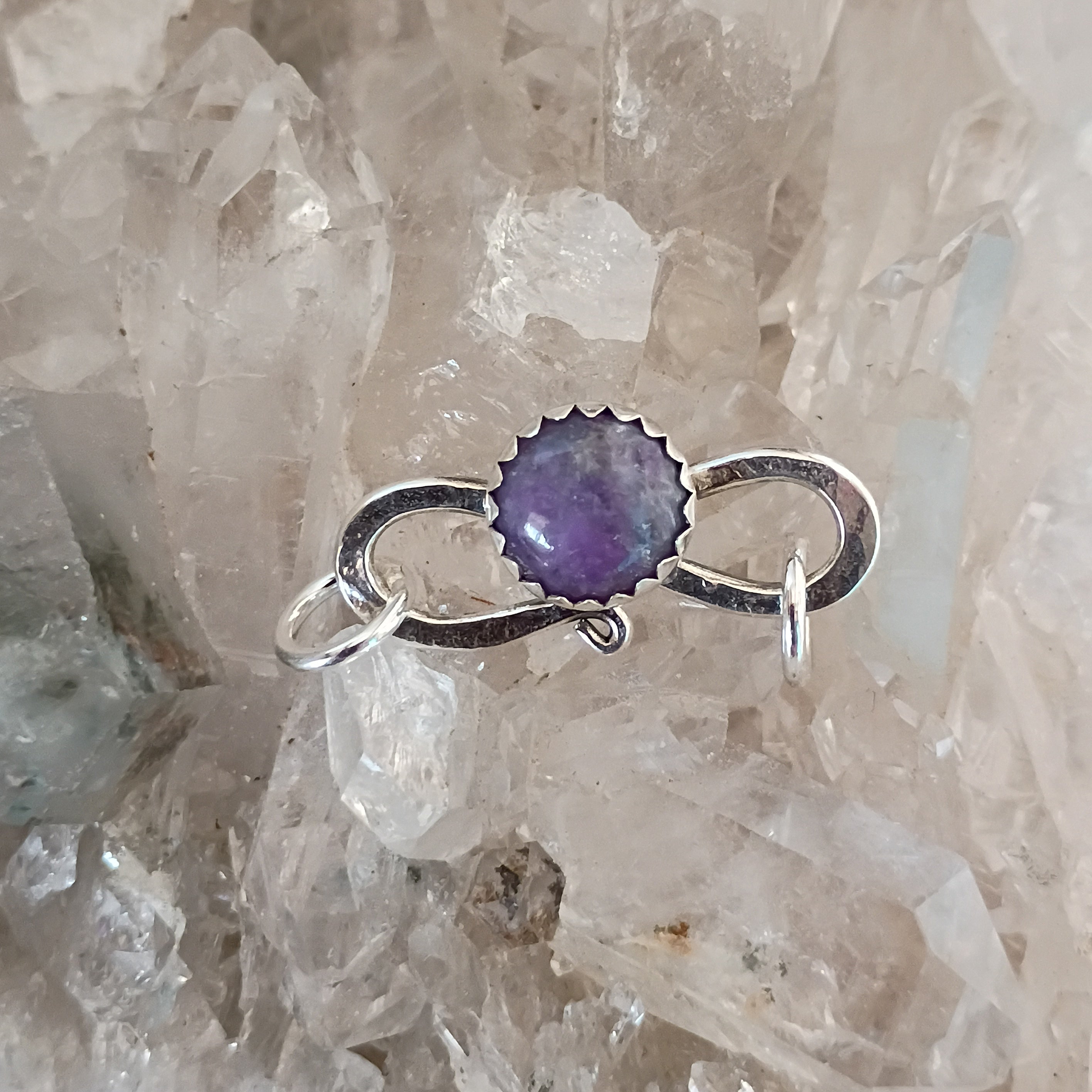 AAA Royal Purple Sugilite Sterling S Shaped Clasp Sterling Silver Southwestern 8.8mm