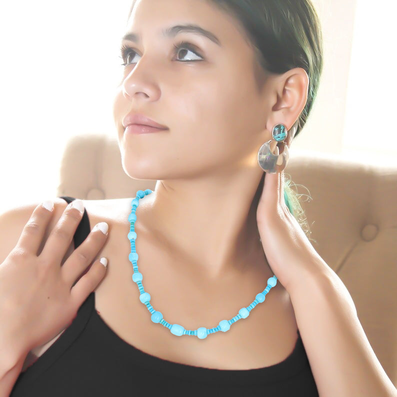 100% Natural Vintage Sleeping Beauty Turquoise Necklace Sterling