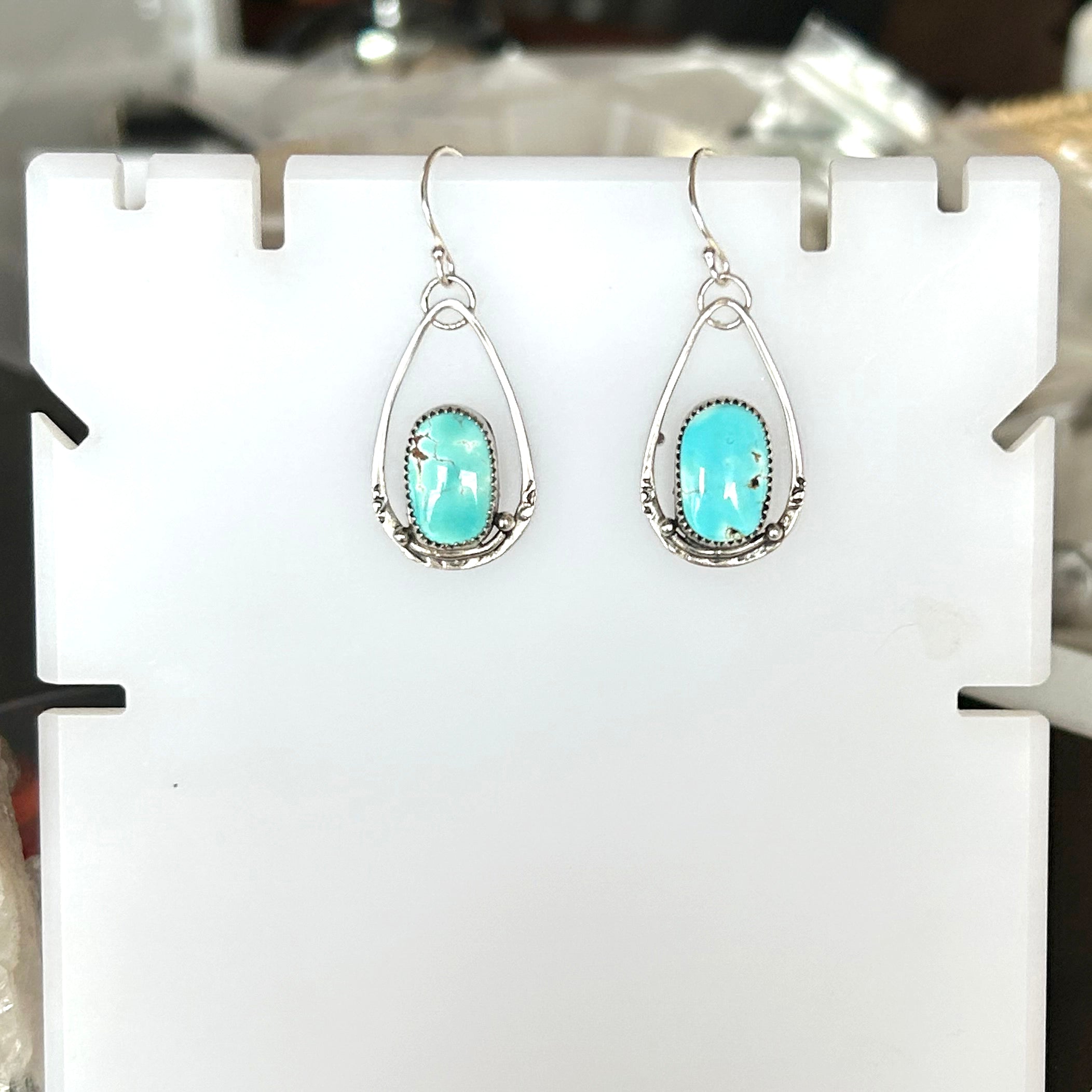 Dreamy Sky Blue Lone Mountain Turquoise Sterling Earrings