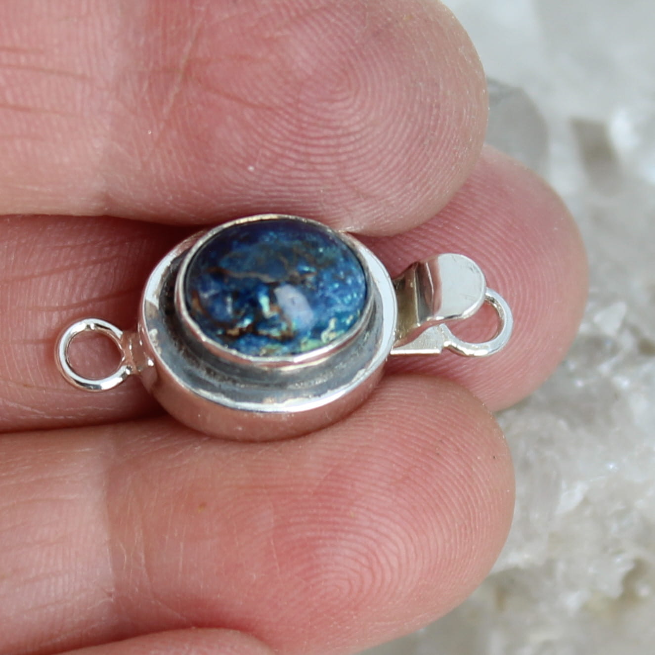 Shattuckite Clasp 8x10mm Sterling Silver Classic Design