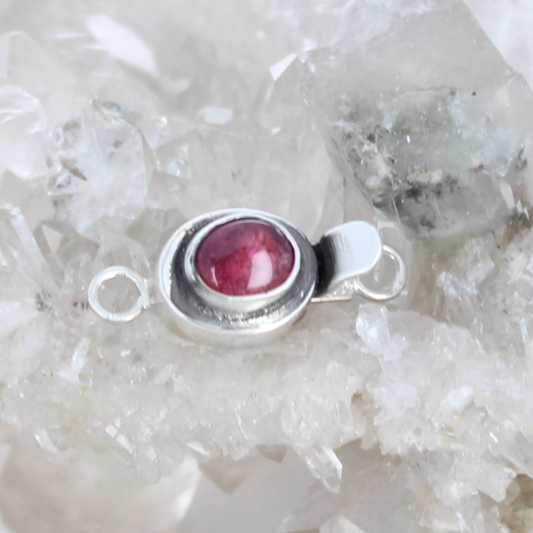 Beautiful Garnet Clasp Sterling Egg Shaped 7x6mm