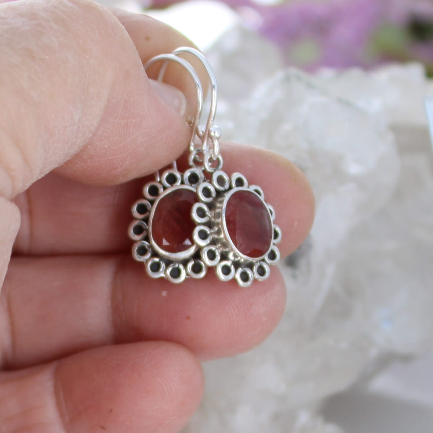 AAA Faceted Sienna Andesine Daisy Earrings Sterling Silver NewWorldGems