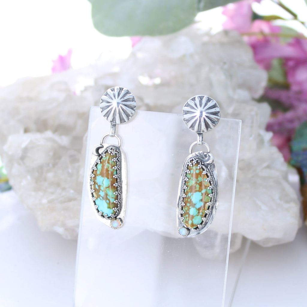 AAA VIVID TURQUOISE and Opal Earrings #8 Mine Sterling Southwest