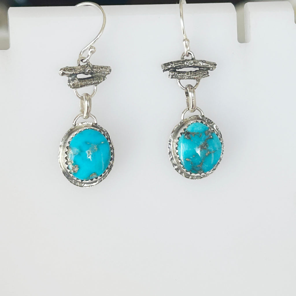 AAA Sleeping Beauty Turquoise Earrings Sterling Willow Branch Style