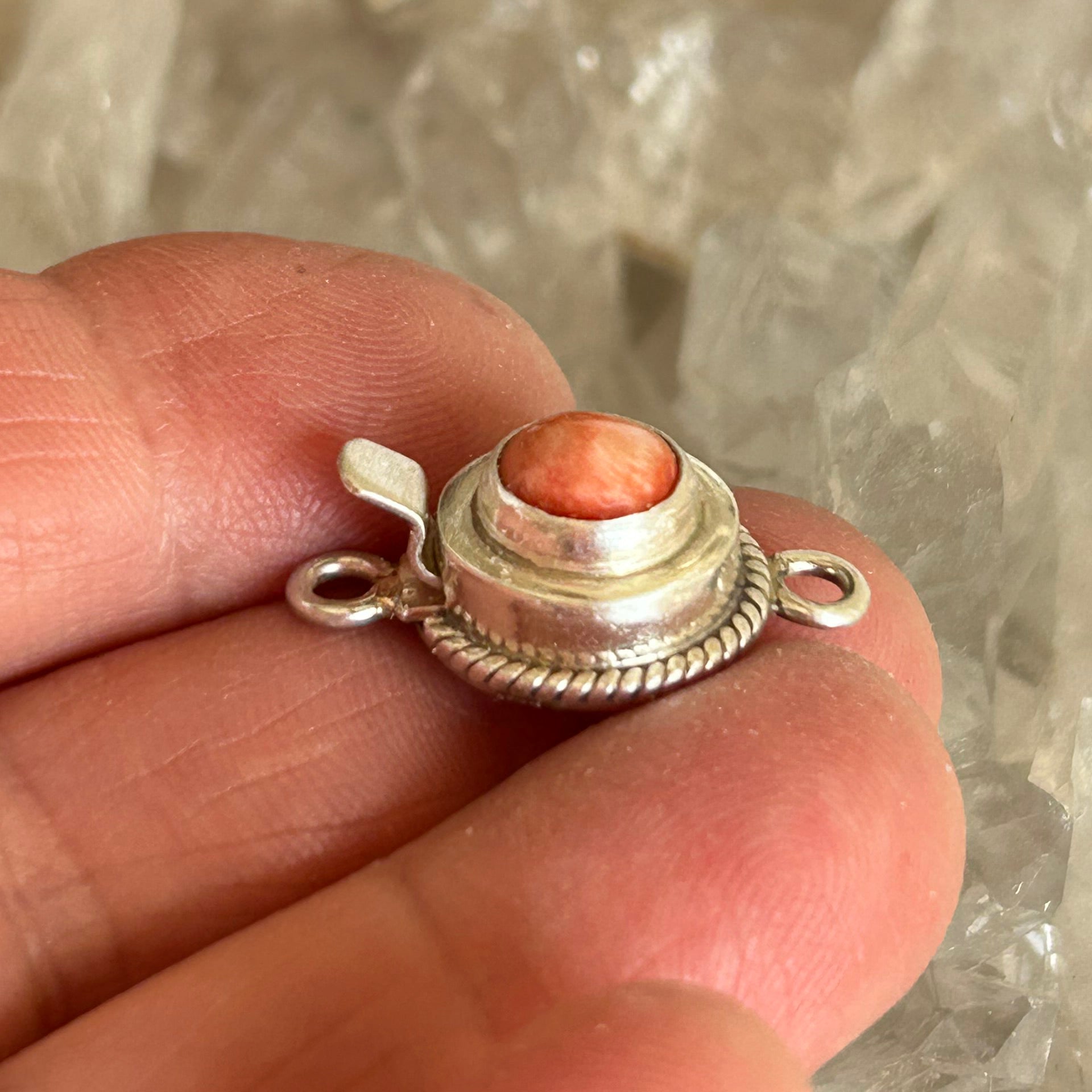 Apricot Spiny Oyster Clasp Sterling 7mm Southwestern Style