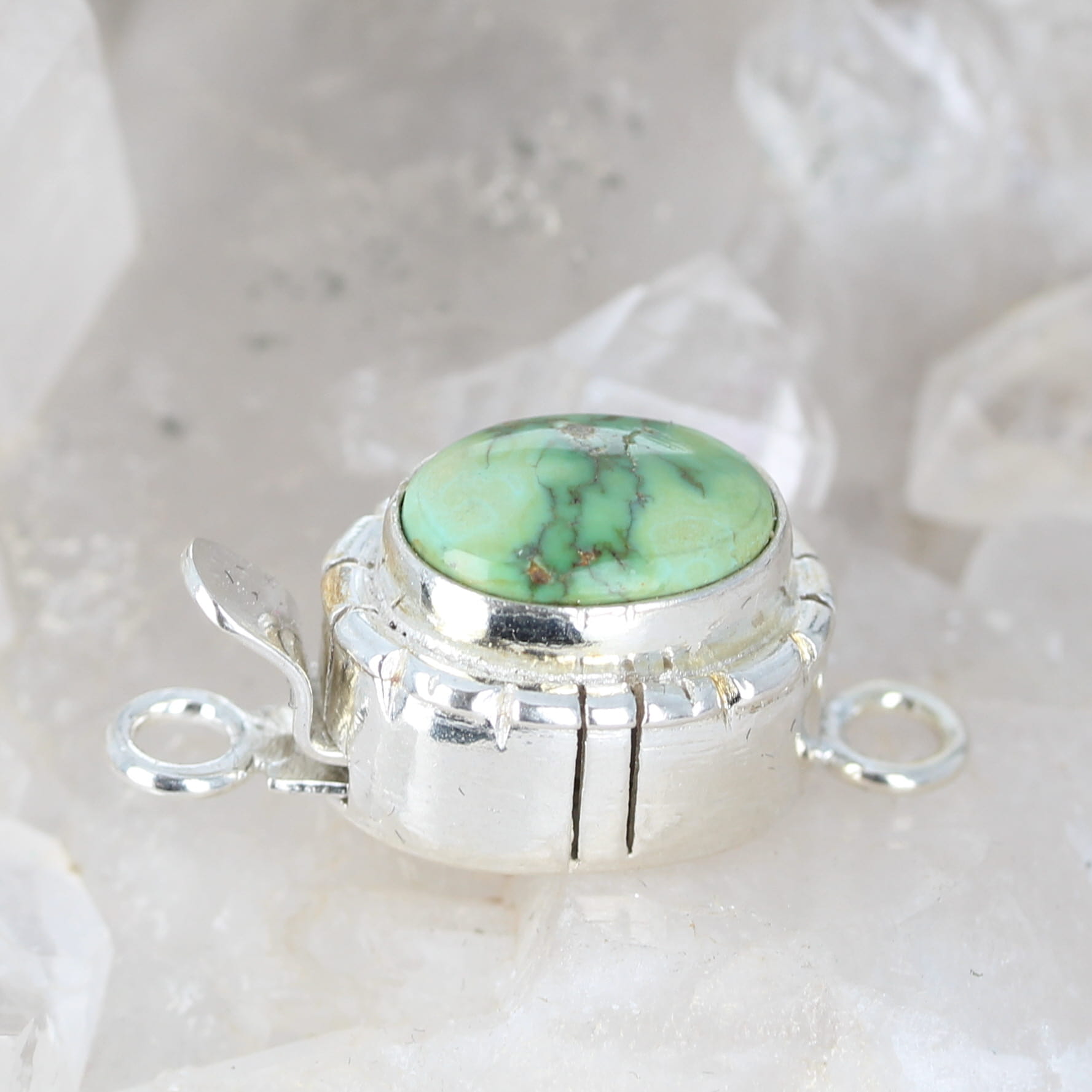 Sonoran Gold Turquoise Clasp Leaf Green Sterling Southwestern Style