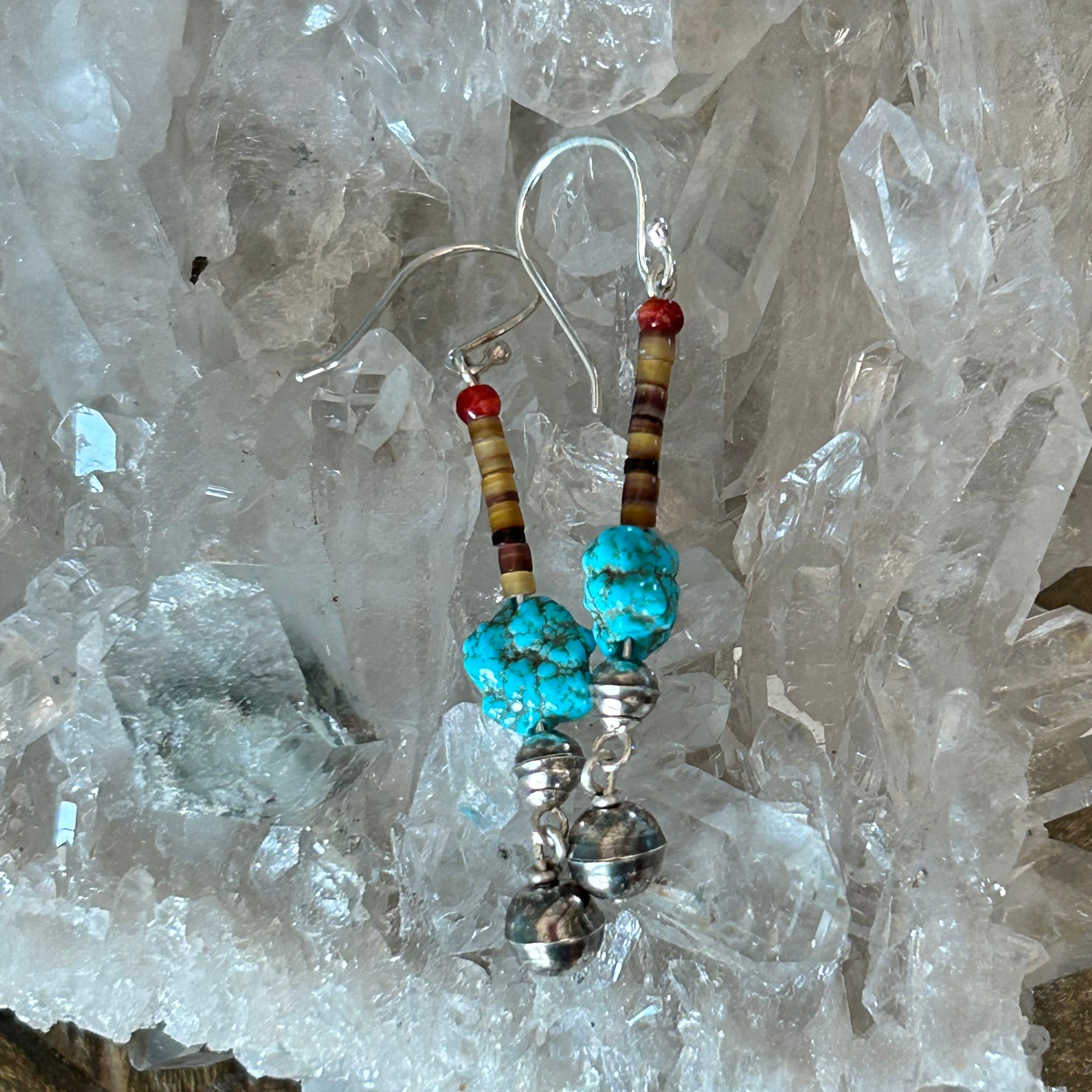 AAA SONORAN TURQUOISE and Shell Spiny Oyster Earrings Southwest Boho
