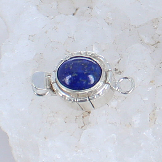 Lapis Turquoise Clasp Sterling Southwestern Style 10x8mm -NewWorldGems