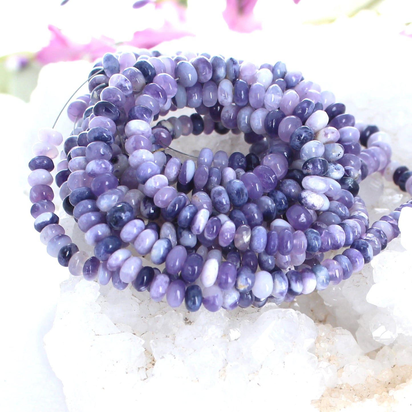 Lavender Mexican Opal Beads Rondelles 5-6mm 18" -NewWorldGems