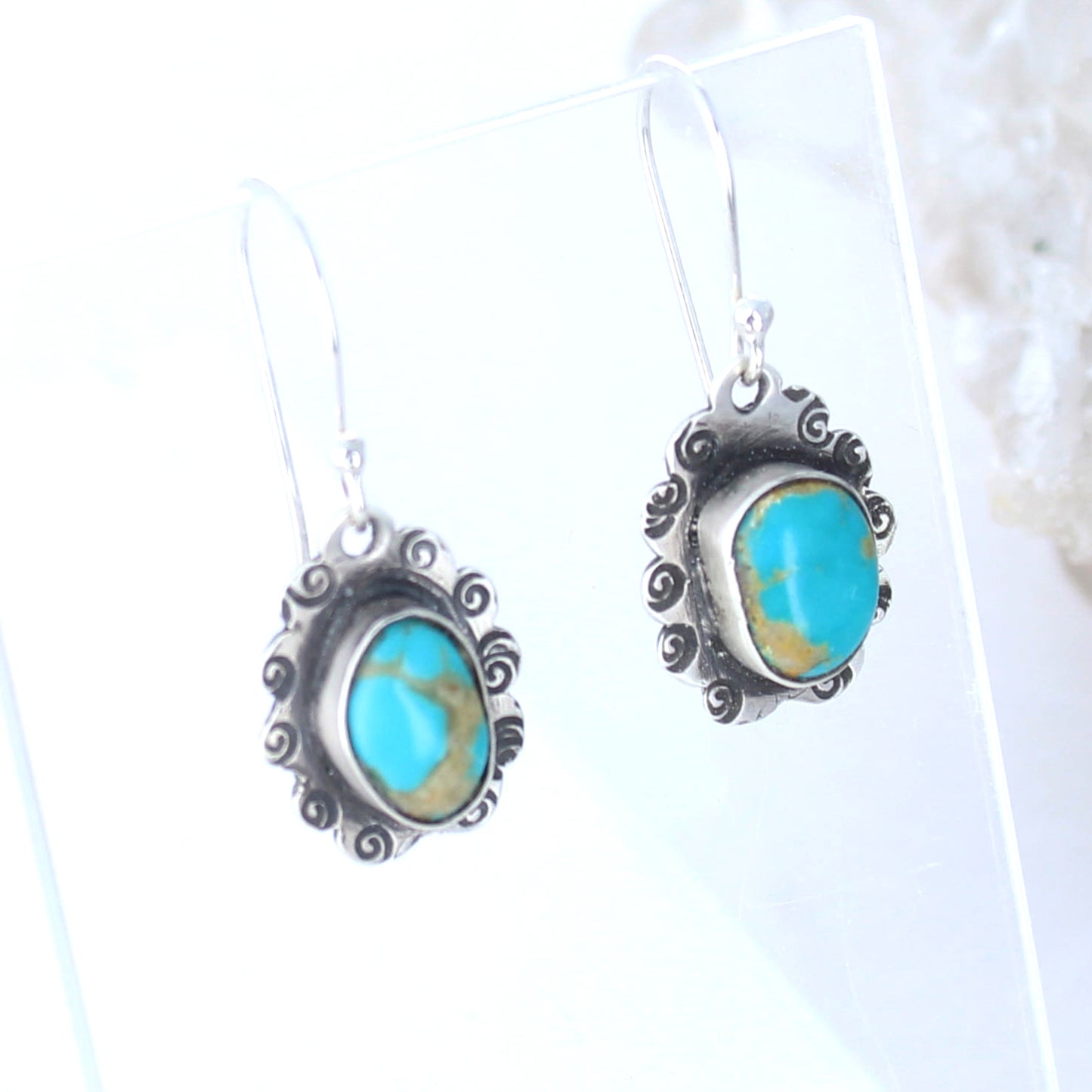 Hachita New Mexico Turquoise Earrings Sterling Silver