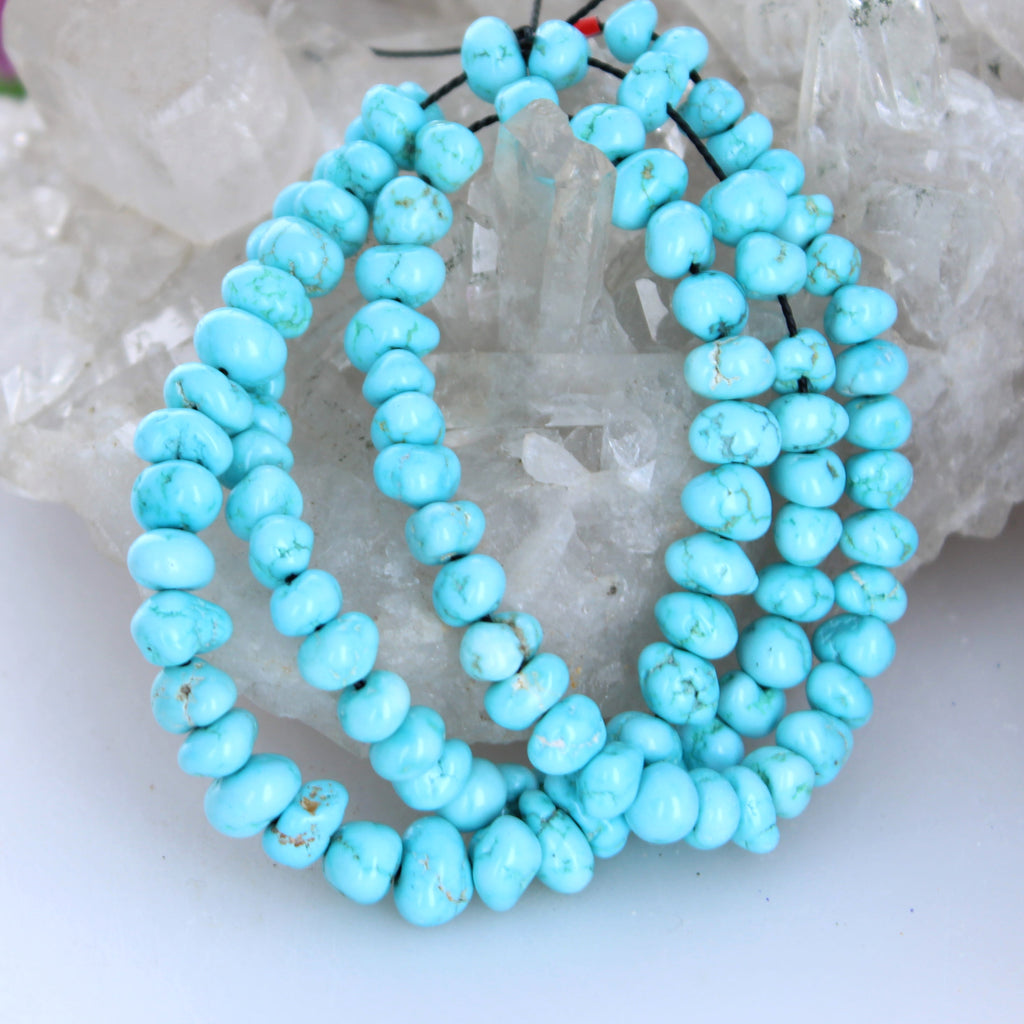 Bright Sky Blue LONE MOUNTAIN Turquoise Beads 5.5-9.5mm