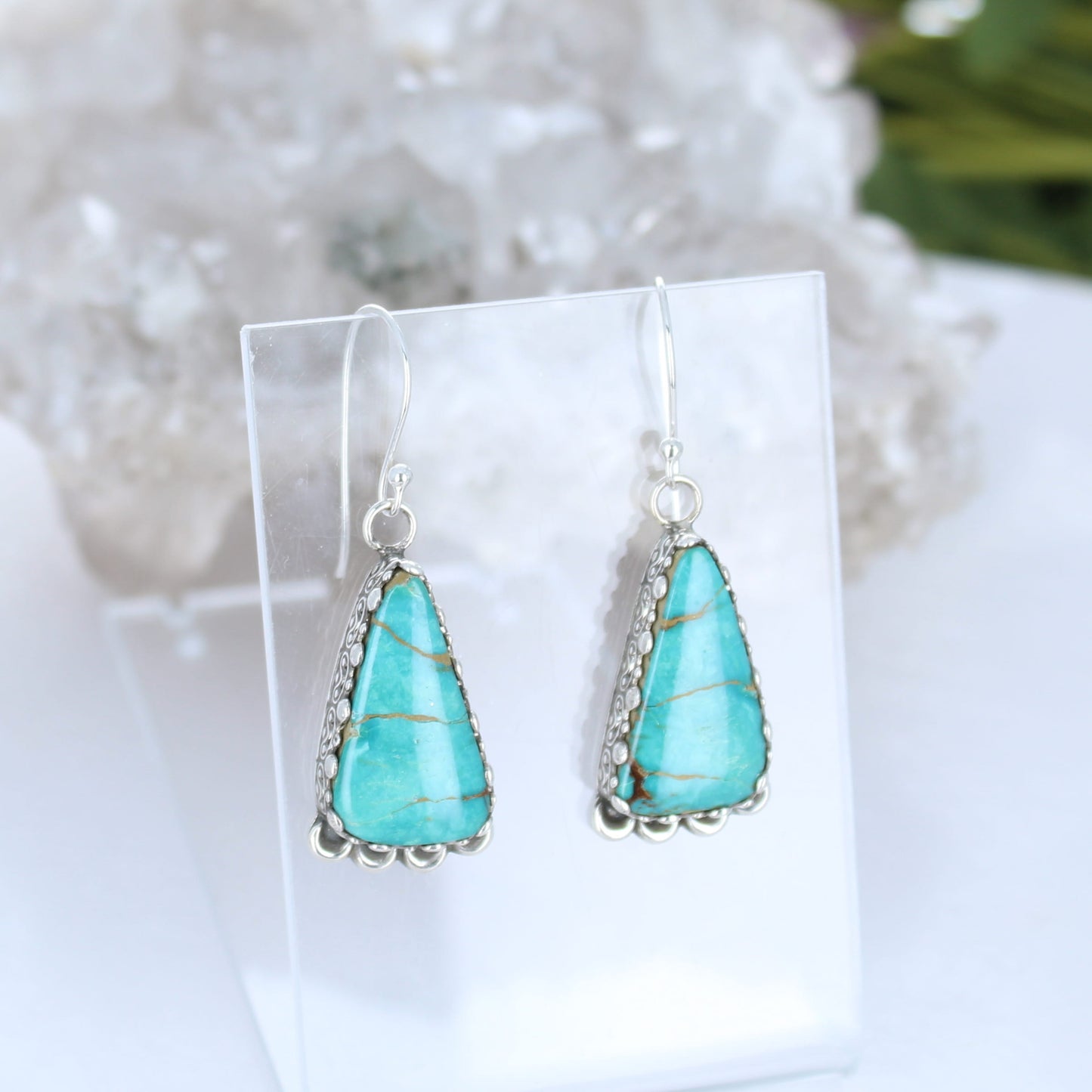 Royston Turquoise Earrings Moons Sterling Silver