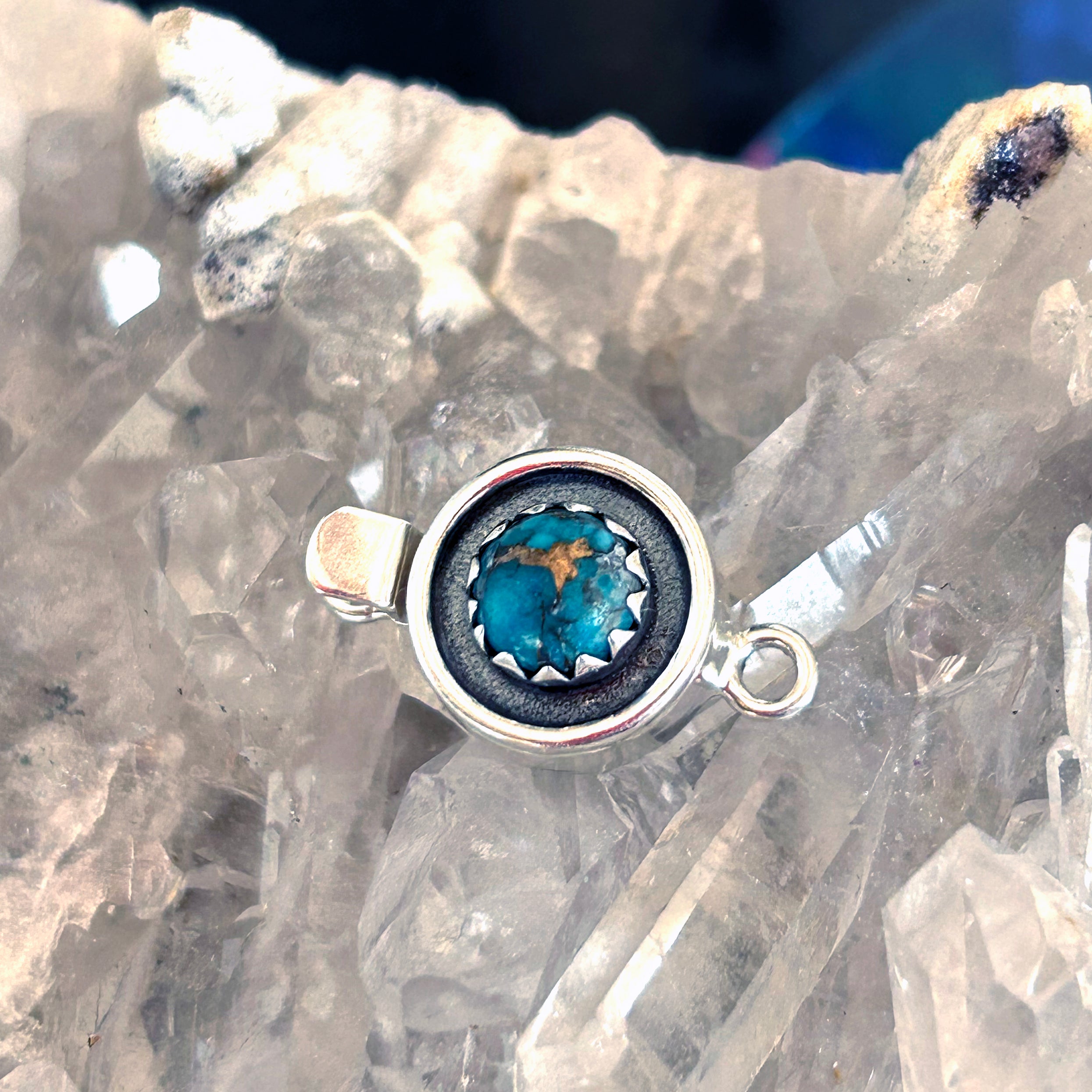 AAA KINGMAN TURQUOISE 7mm Round Sterling Clasp Southwestern Style