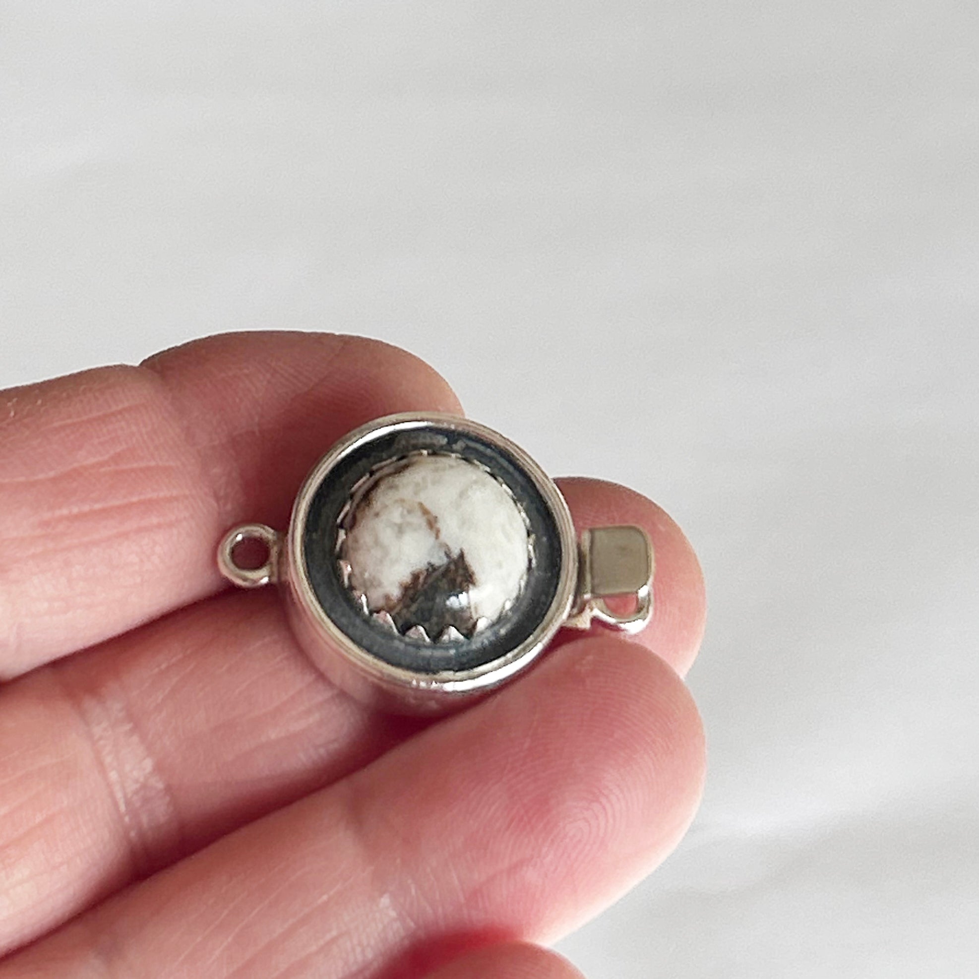 AAA Large White Buffalo Clasp Sterling 12.5mm Southwest Style