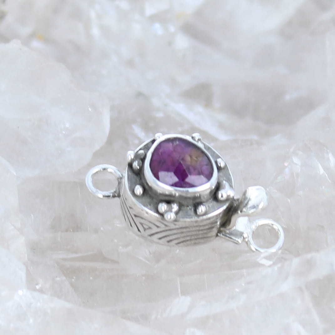 AAA Ametrine Clasp Faceted 6x7mm Patterned Sterling