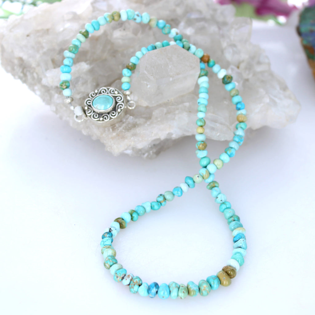 Multi Color Lone Mountain Turquoise Beads Necklace Sterling 4-6mm 19"
