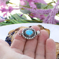 Brilliant Blue Sonoran Rose Turquoise Clasp Moon Lotus 10x8.5mm