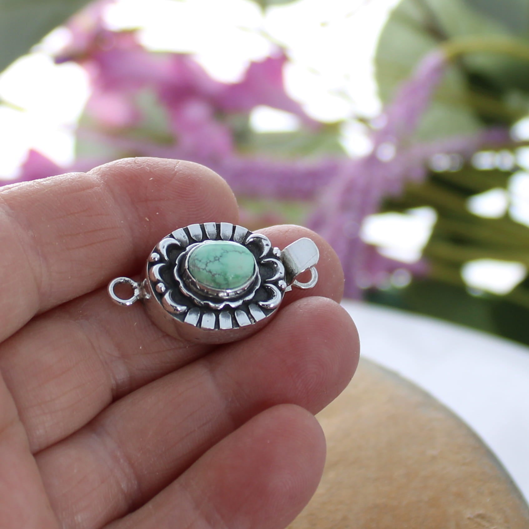 CARICO LAKE Turquoise Clasp Mint Green 8x10.5mm Moon Design