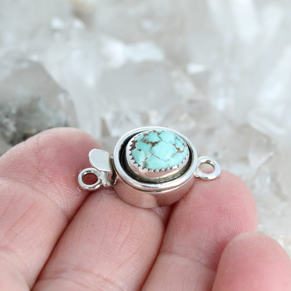 DRY CREEK TURQUOISE Clasp Sky Blue Oval Sterling 9x11mm