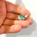AAA Peruvian Opal Clasp Sterling Ball Design Oval Shape 8.5x10mm