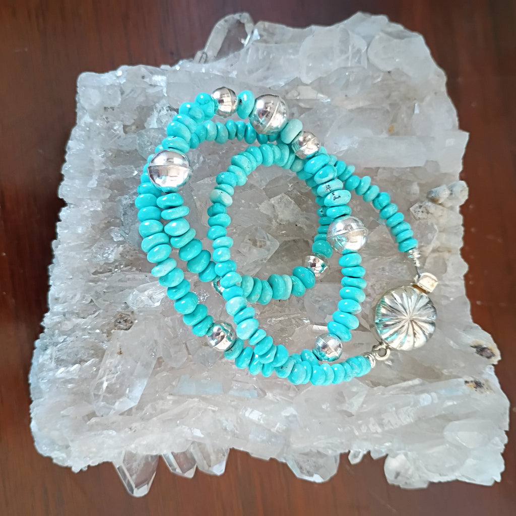 Aqua Blue Nevada Lone Mountain Turquoise Necklace Sterling Southwestern