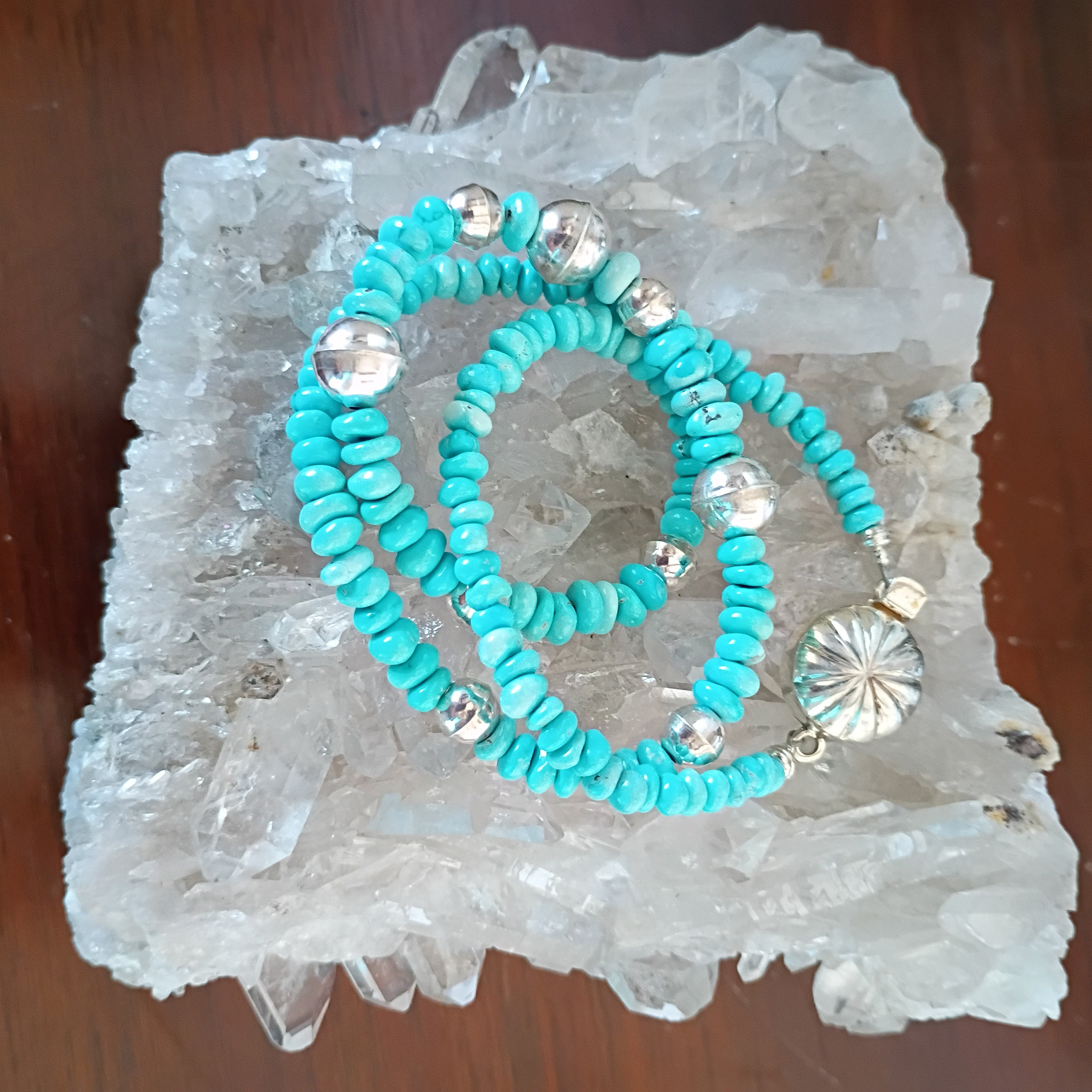 Aqua Blue Nevada Lone Mountain Turquoise Necklace Sterling Southwestern