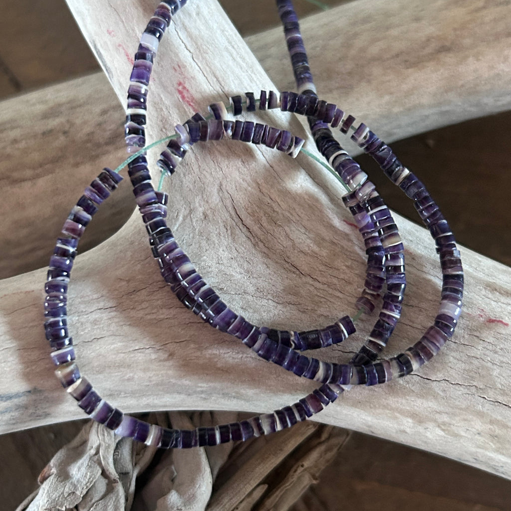 Deep Purple Spiny Oyster Beads Heshi 3mm 16"