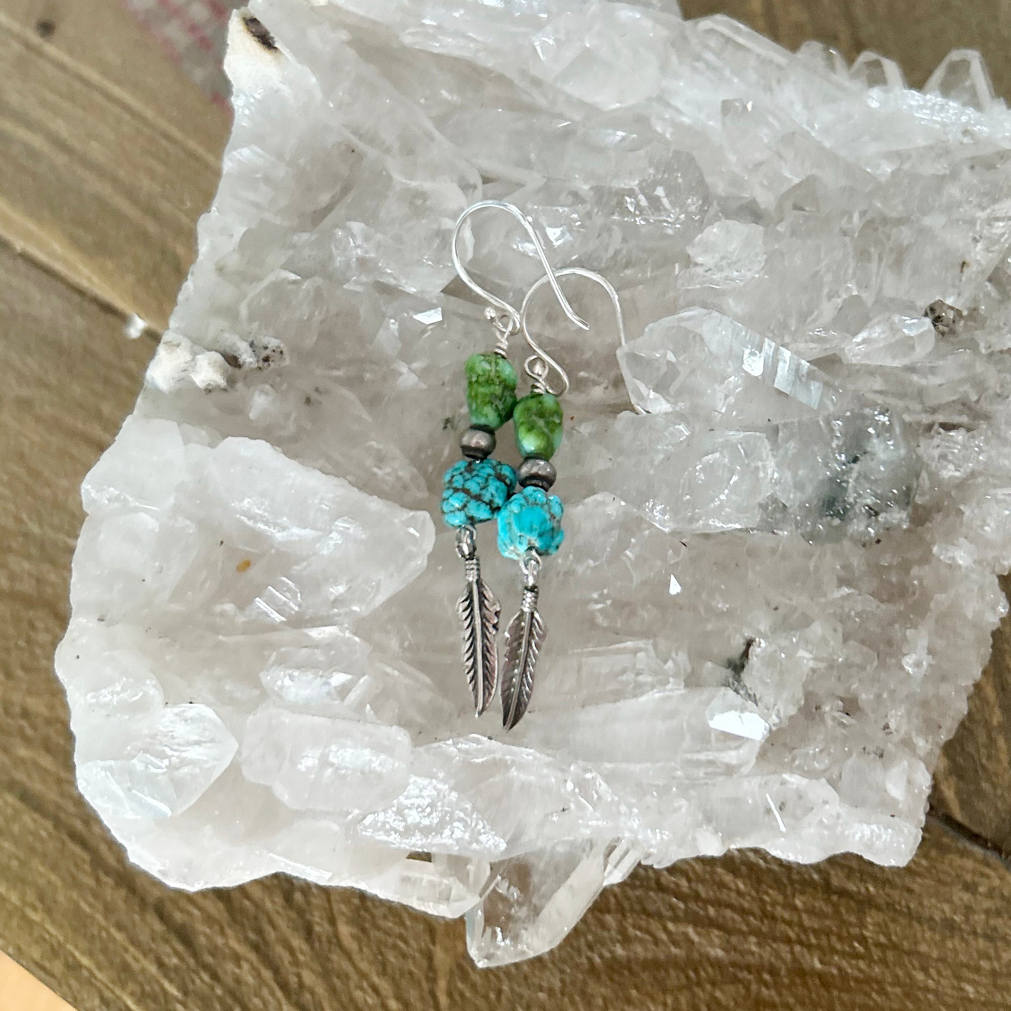 AAA Sonoran Gold Kingman Blue Turquoise Earrings Southwest Sterling