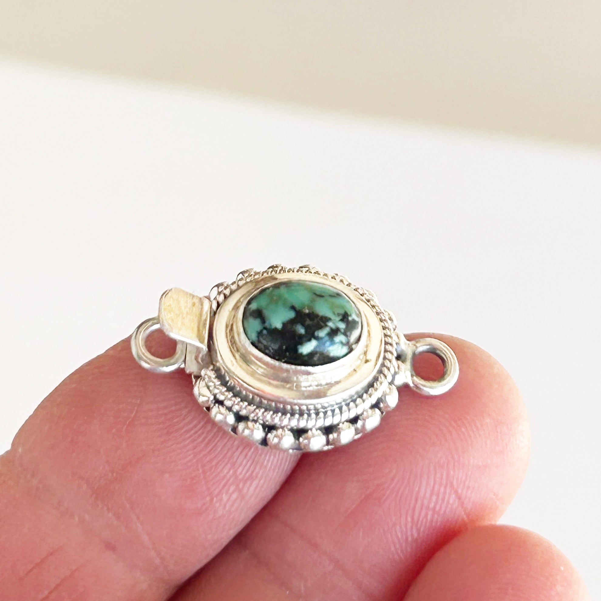 AAA Nevada New Lander Turquoise Clasp Sterling Granulated Design