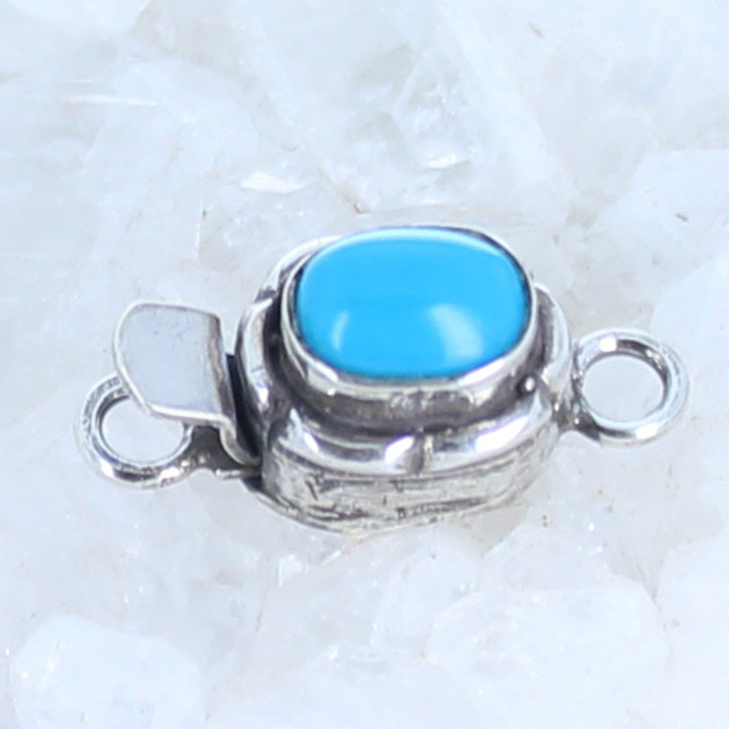 Sleeping Beauty Turquoise Sterling Clasp Oval 6x8mm Southwest -NewWorldGems