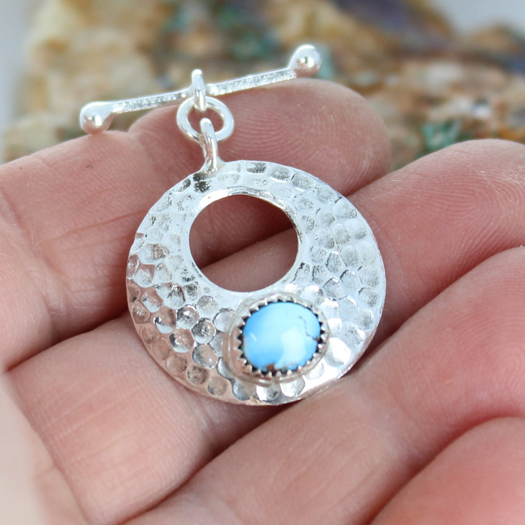 Sky Blue Kazakhstan Turquoise Toggle Clasp Sterling 6x8mm