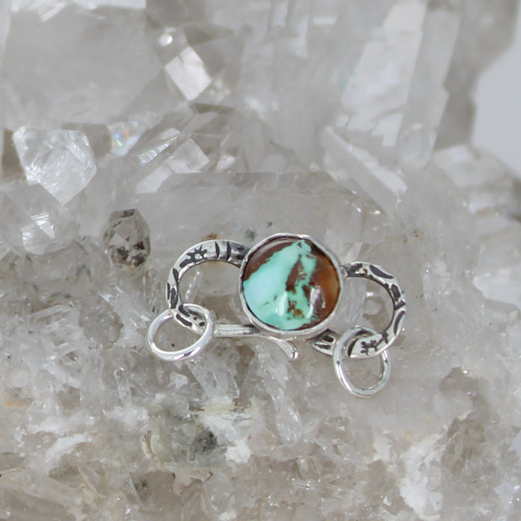 Mint Green Golden Royston Turquoise Clasp Sterling Silver 8.5mm Round S Design