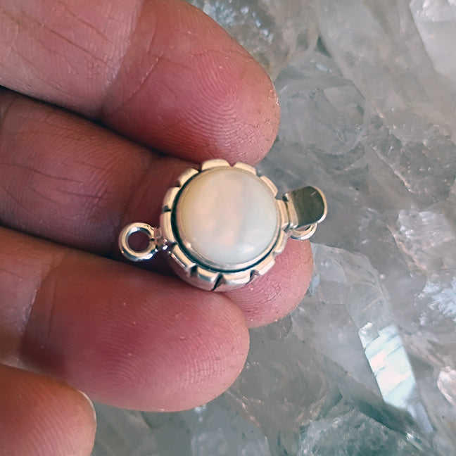MOTHER OF PEARL Clasp 10mm Round Southwestern Style Sterling