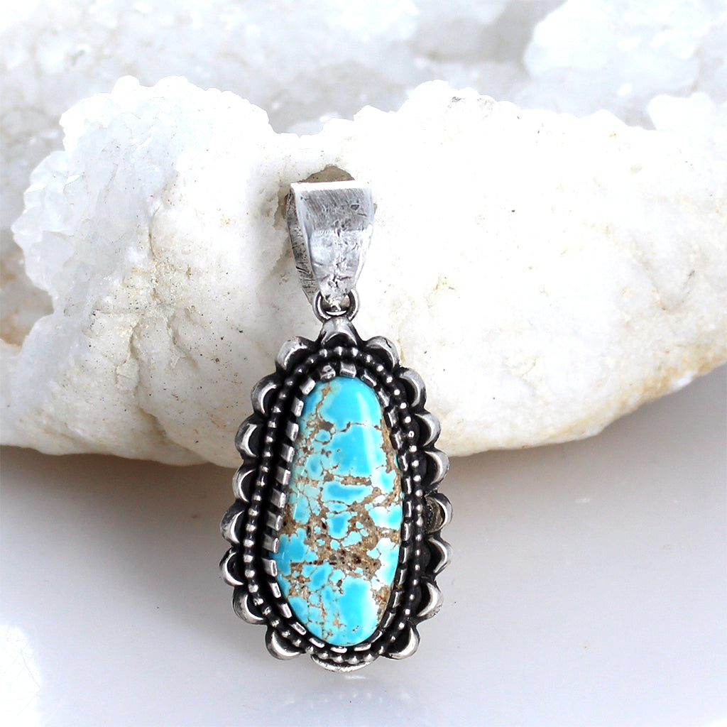 Lone Mountain Turquoise Pendant Sterling Many Moon Design