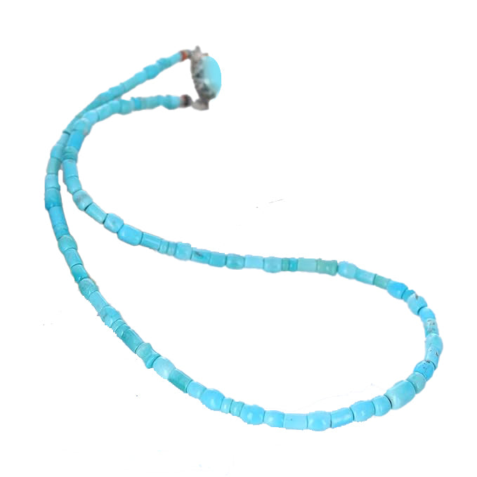 Sleeping Beauty Turquoise Necklace Mixed Shape Sterling 17.5"